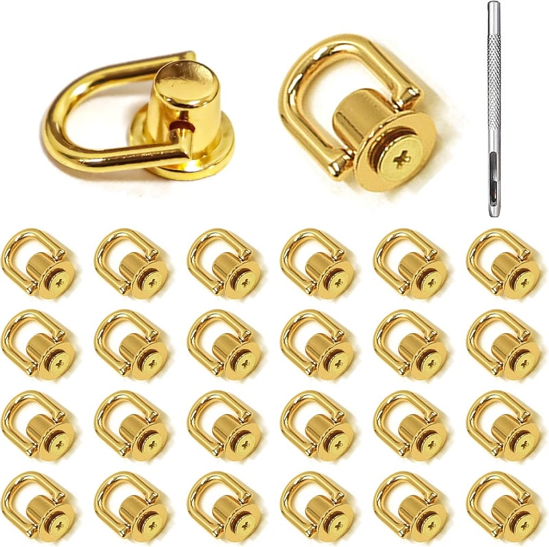 INKNOTE Rivets D Ring Stud Screw Ball Post Head Buttons Stud Screw, Metal Ring with Hole Punch DIY Backpack Purse Craft - Image 1